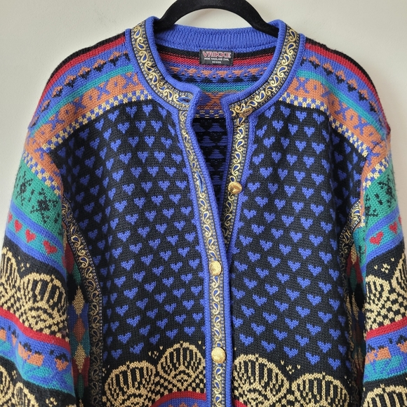 Vrikke of Norway Irene Haugland Zahl Designed Scandinavian Wool Cardigan XL - Picture 9 of 16